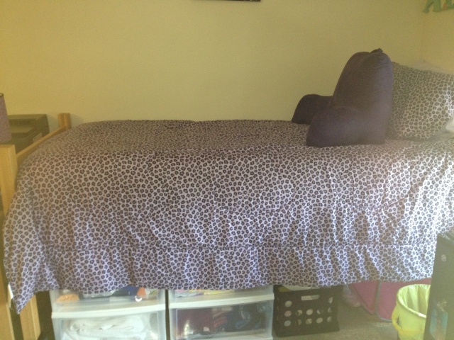 With the comforter, you can't even tell all of what is under there - which is great for privacy!